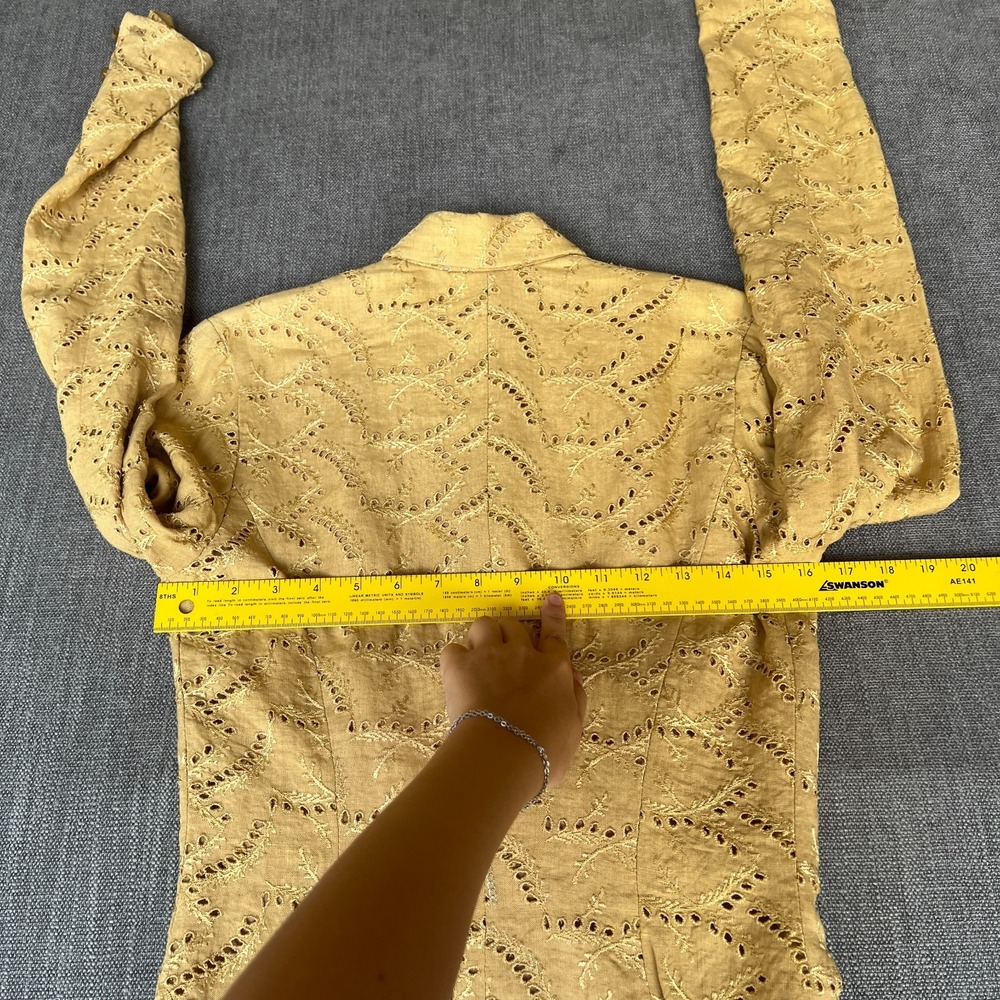 Vtg Ultra Betsey Johnson Two-Piece Blazer & Skirt Suit Set Womens Yellow Eyelet - Picture 10 of 16